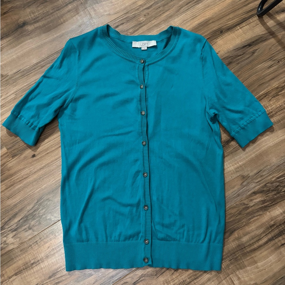 Ann Taylor Loft Teal Cardigan sz medium